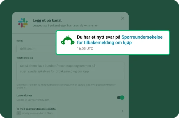 Varsel om at dere har fått et nytt svar på spørreundersøkelsen for tilbakemelding om kjøp