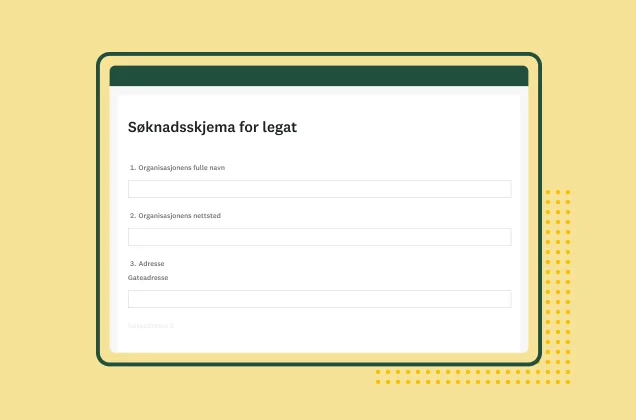 Skjermbilde av SurveyMonkeys skjemamal for legatsøknad