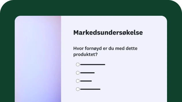 Skjermbilde av spørreundersøkelsesmal for markedsundersøkelse