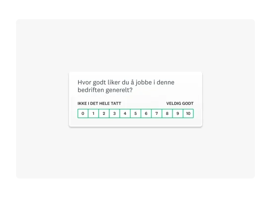 Spørreskjema for kundetilfredshetspoengsum med Likert-skala som svaralternativ