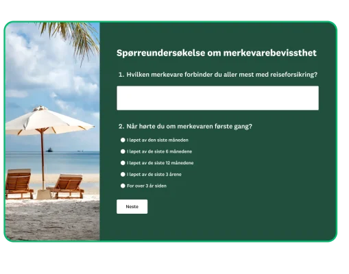 Skjermbilde av spørreundersøkelse om merkevarebevissthet
