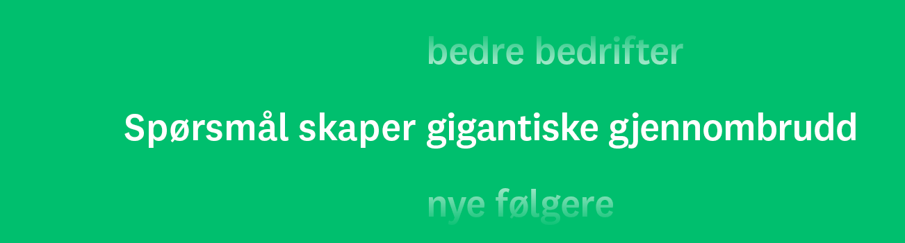 Et animasjonsbilde som viser hvordan det å stille spørsmål kan skape noe for bedriften din