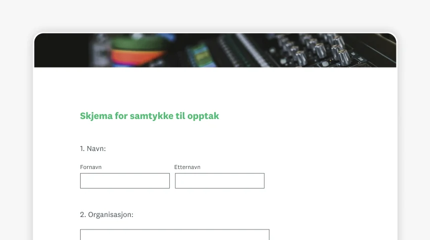 Skjermbilde av SurveyMonkeys samtykkeskjema for sosiale medier