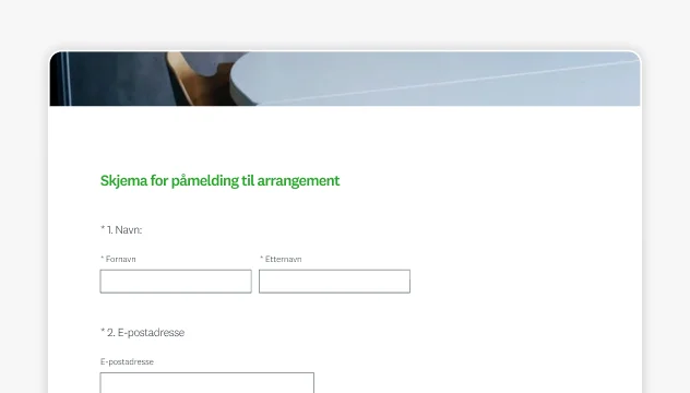 Skjermbilde av SurveyMonkeys mal for påmeldingsskjema