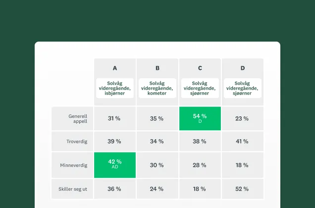 Skjermbilde av SurveyMonkeys løsning for navnetesting