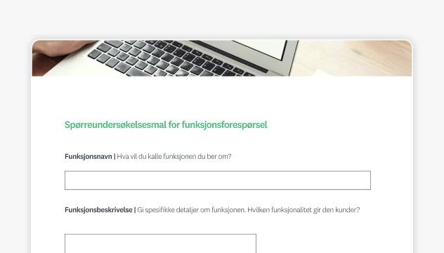 Skjermbilde av SurveyMonkeys skjemamal for forespørsel