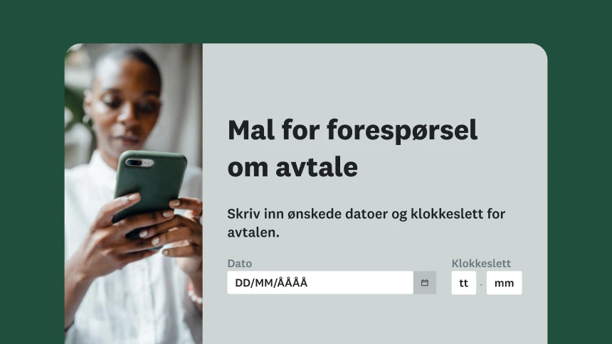 Skjermbilde av skjemamalen for avtaleforespørsel