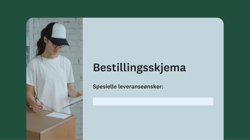 Bestillingsskjema som viser spesielle leveranseønsker