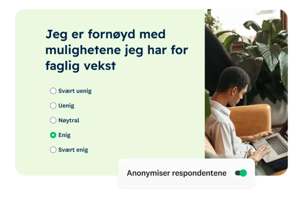 Et spørreundersøkelsesspørsmål som spør om du er fornøyd med mulighetene for faglig vekst
