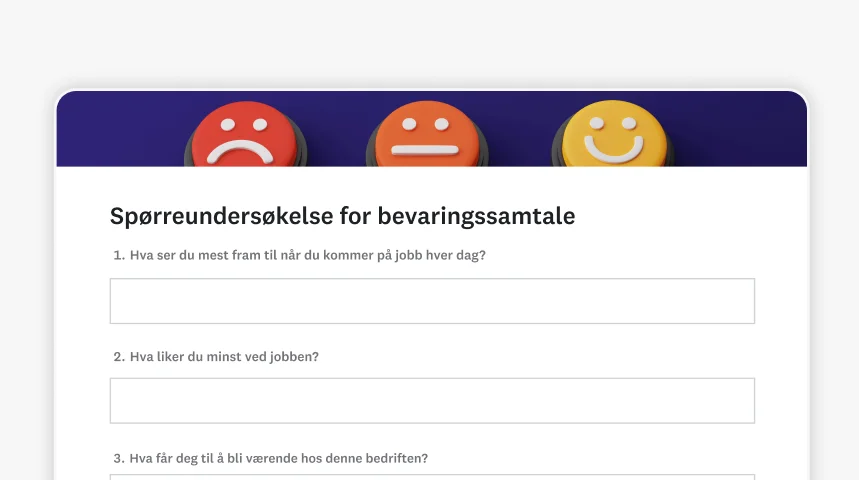 Skjermbilde av SurveyMonkeys undersøkelsesmal for bevaringssamtale