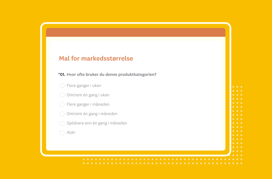 Skjermbilde av SurveyMonkey-mal for spørreundersøkelse for størrelsesvurdering av markedet