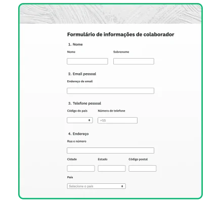 modelo de formulário de informações de feedback para funcionário
