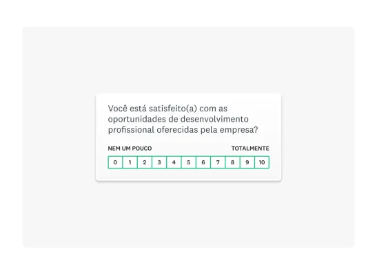Pergunta de escala Likert. Você está satisfeito ou satisfeita com as oportunidades de desenvolvimento profissional oferecidas pela empresa?