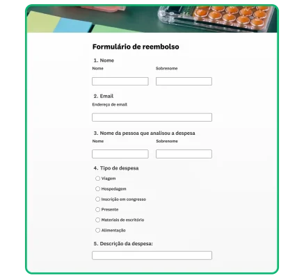 Exemplo de formulário de reembolso.