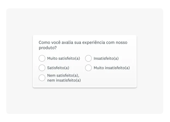 Imagem de tela do produto mostrando uma pesquisa de satisfação de clientes.
