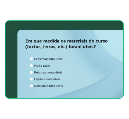 Caixa de pesquisa com a pergunta sobre a utilidade dos materiais do curso
