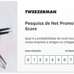 Pesquisa da Tweezerman mostrando uma pergunta de NPS: Qual a probabilidade de você recomendar nossa empresa?