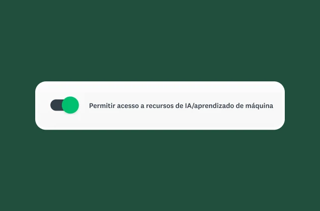 Botão de alternância “Permitir acesso a recursos de IA/aprendizado de máquina”.