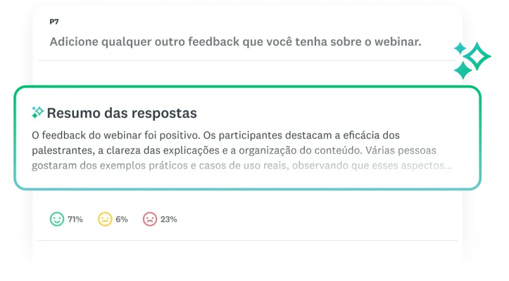 Janela de resumo de análise temática de uma pergunta de questionário.