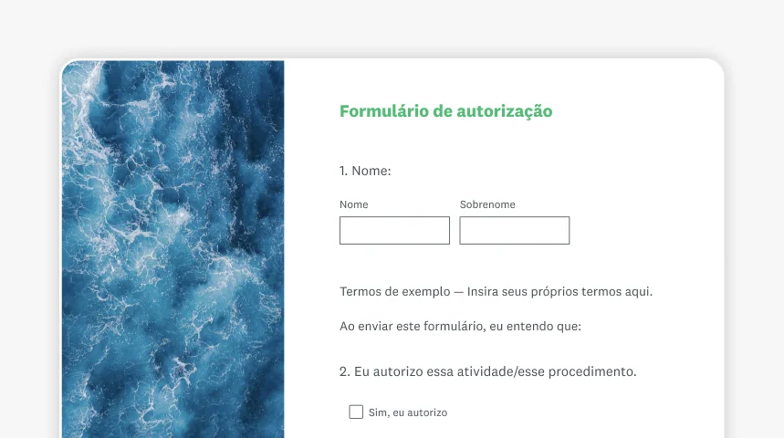 Imagem de formulário de autorização da SurveyMonkey.