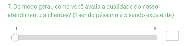 pergunta de barra deslizante: perguntas de resposta fechada