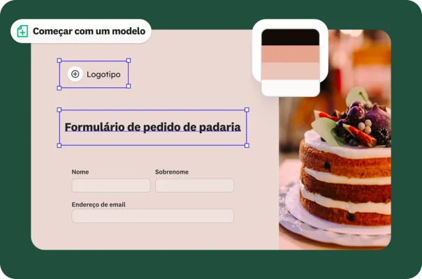 Formulário de pedido de padaria da SurveyMonkey.