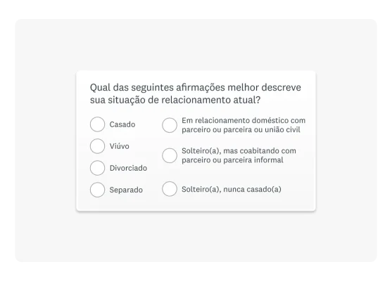 Questões demográficas sobre estado civil atual