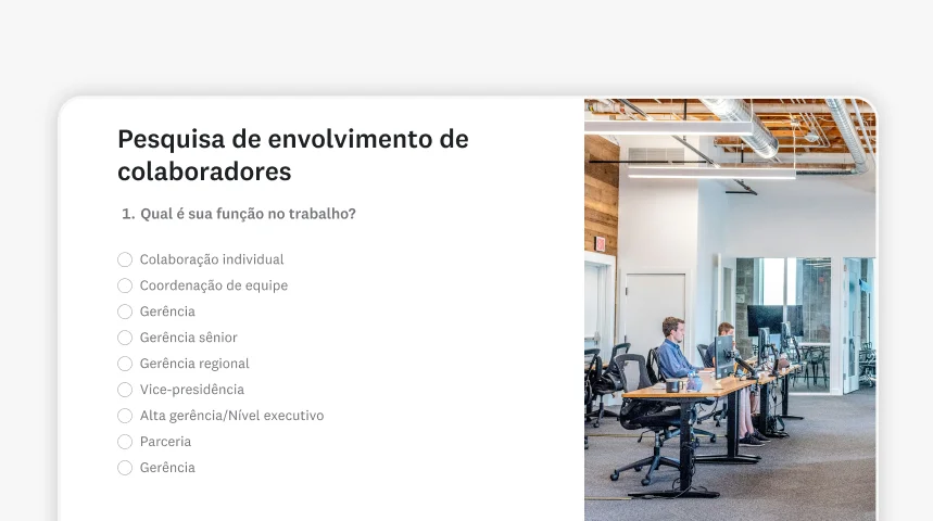 Imagem da tela de modelo de pesquisa de envolvimento do funcionário da SurveyMonkey