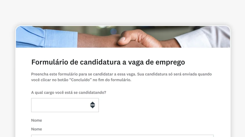 Imagem de modelo da SurveyMonkey de formulário de candidatura a vaga de emprego