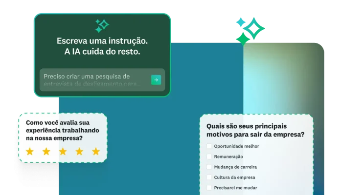 Várias perguntas de pesquisa e a possibilidade de usar IA para gerar uma pesquisa.