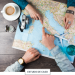 Pessoas apontando para o mapa com um subtítulo "estudo de caso"