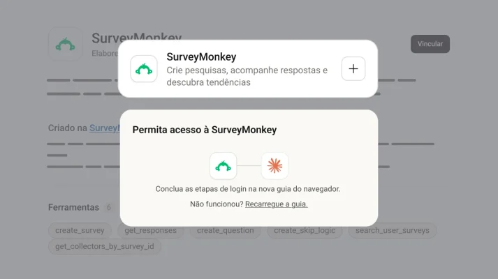 Instruções de como baixar o conector da SurveyMonkey com o Claude