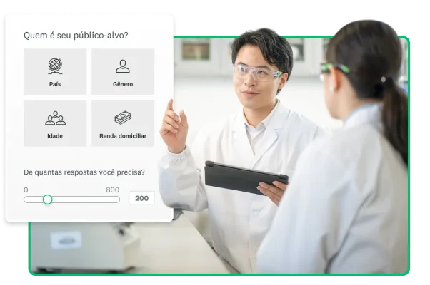 Dois cientistas determinando para quem enviar uma pesquisa.