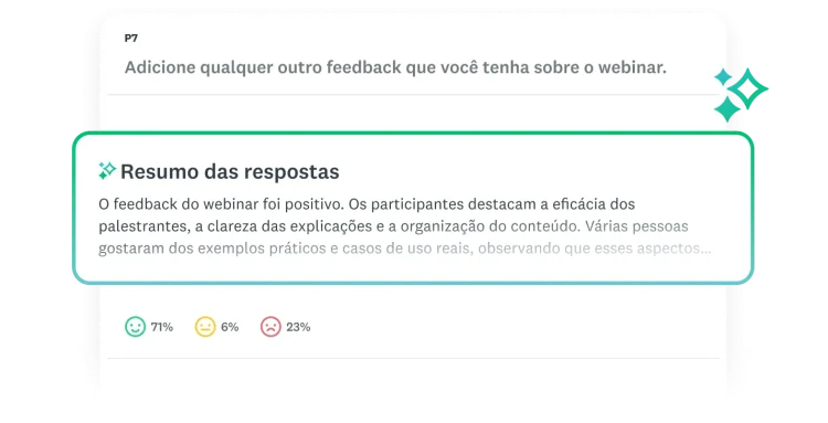 Janela de resumo de análise temática de uma pergunta de questionário.