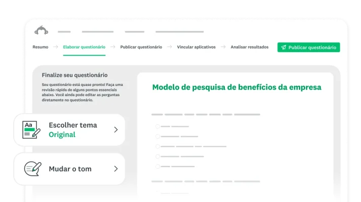 Editor rápido de criação de questionários