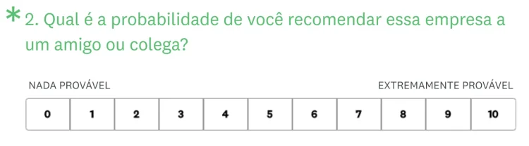 perguntas de resposta: pergunta de NPS