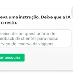 Imagem da IA da SurveyMonkey pedindo para o usuário escrever uma instrução para criar o questionário automaticamente.