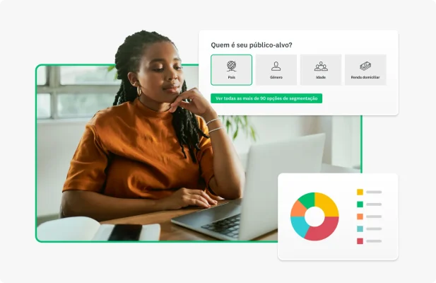 Mulher criando uma pesquisa