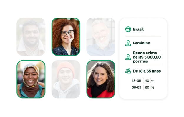 Ferramenta de segmentação de público do Audience com filtros de perfil demográfico.