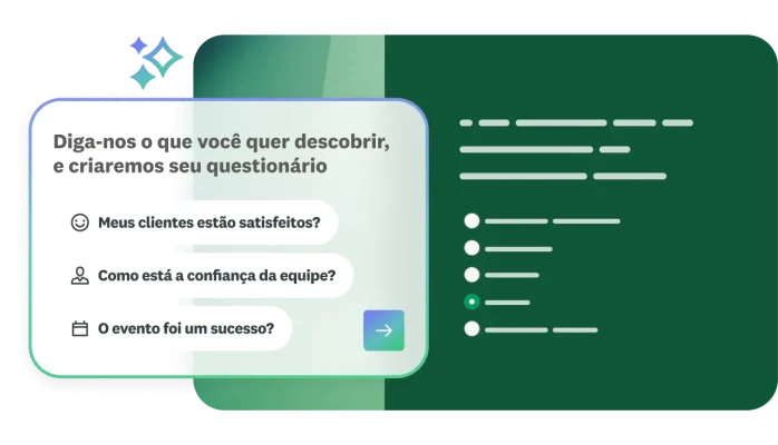 Editor de pesquisas de IA com opções de instrução para pesquisas diferentes.