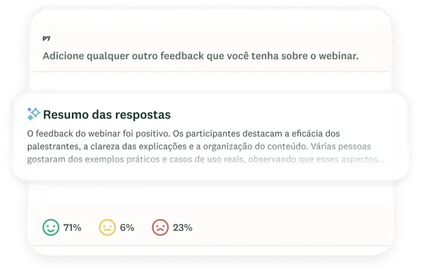 Janela de resumo de análise temática de uma pergunta de questionário.