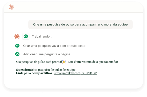 Assistente de IA criando uma pesquisa de pulso para verificar o moral da equipe