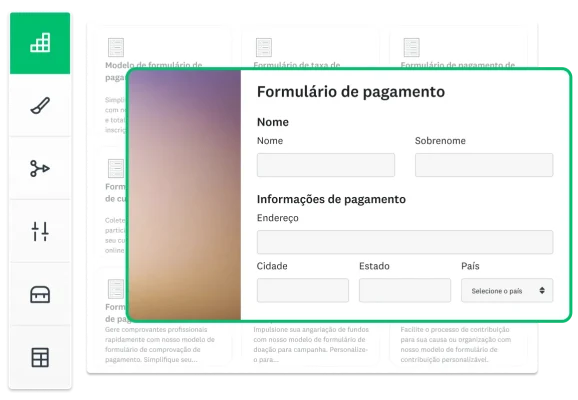 Imagem de um formulário de pagamento sendo criado na SurveyMonkey.