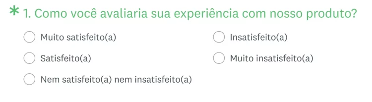 Pergunta do CSAT no produto da SurveyMonkey.