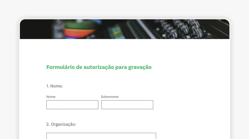 Imagem de formulário de autorização para gravação da SurveyMonkey.