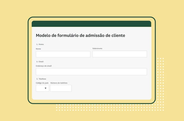 Imagem de formulário da SurveyMonkey de admissão de cliente