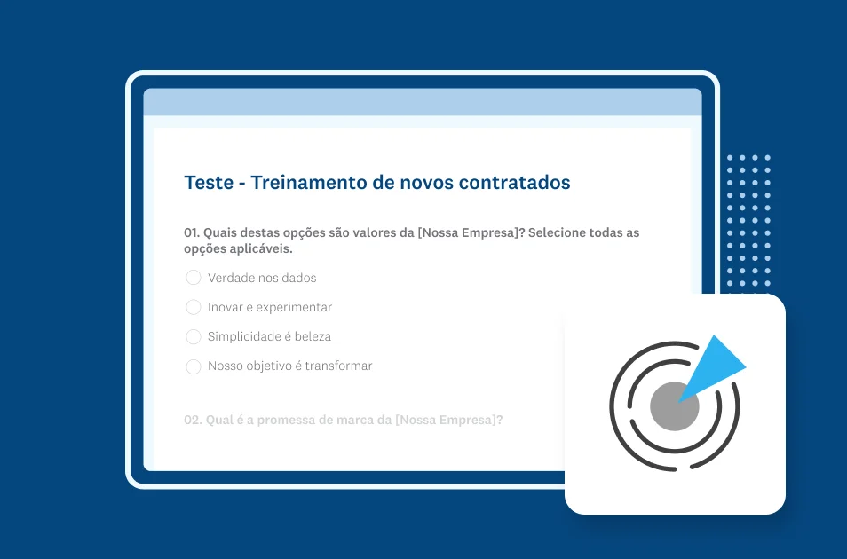 Imagem da tela de um modelo de teste da SurveyMonkey sobre treinamento de novas contratações