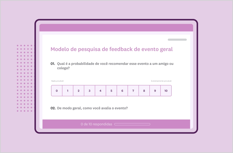 Imagem da tela de modelo de pesquisa de feedback de evento geral da SurveyMonkey
