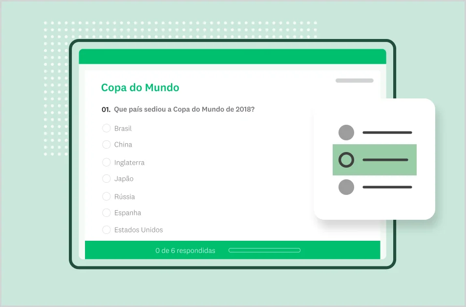 Imagem da tela de um modelo de teste da SurveyMonkey sobre a Copa do Mundo