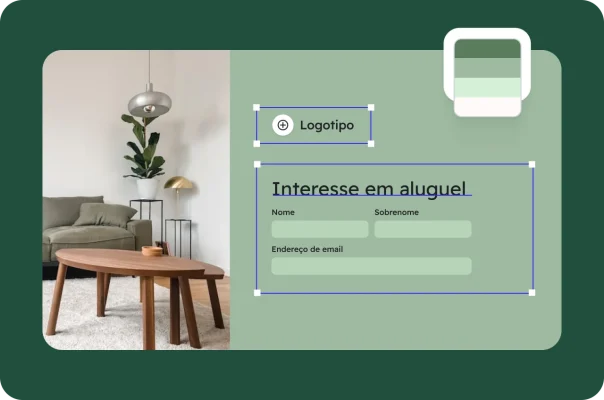 Tela mostrando um formulário de interesse em aluguel com opções de design.